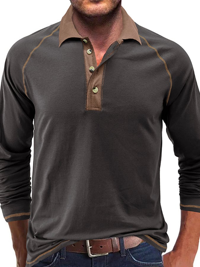Camisa polo Athletic casual Raglan Sleeve Half Button
