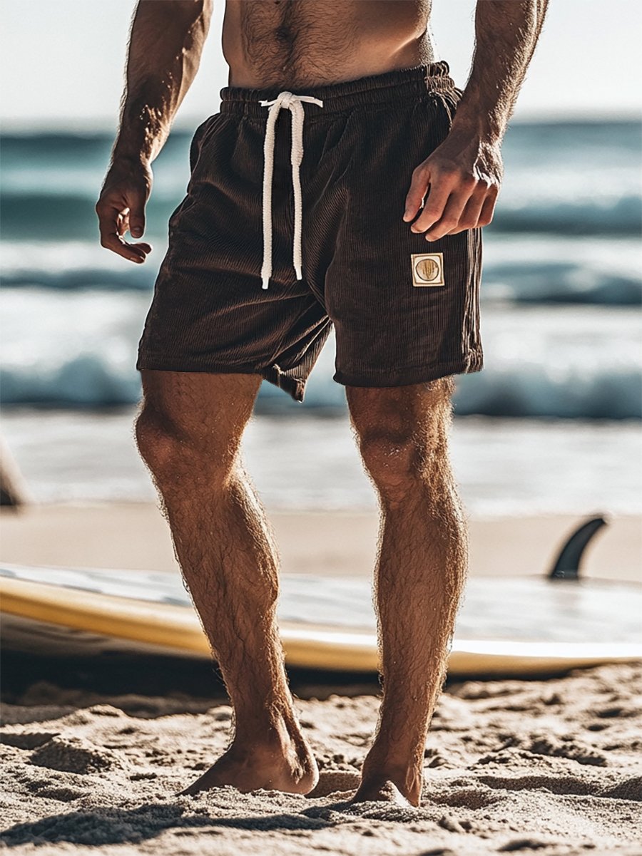 Shorts retro casual Holiday pana para hombre