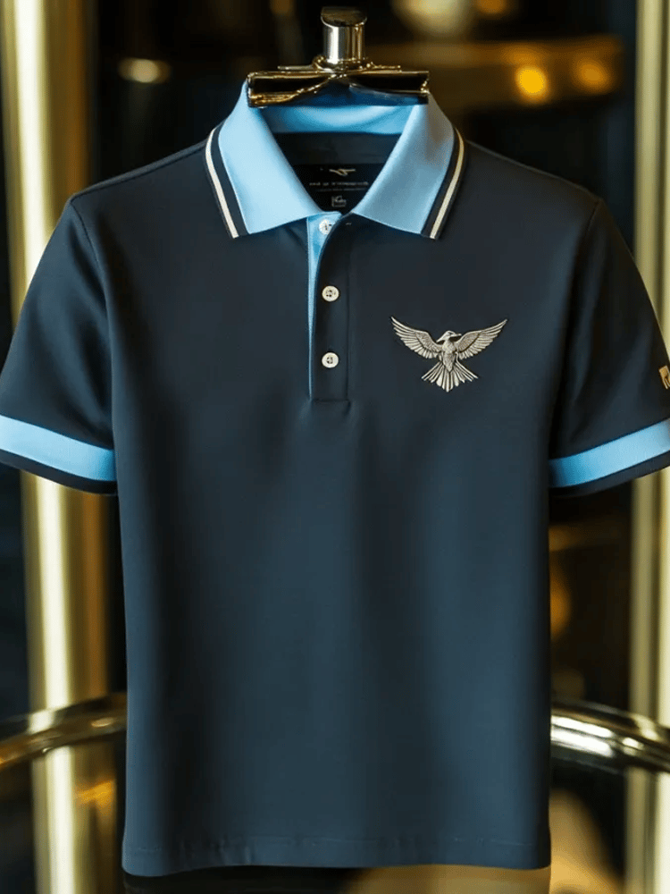 Camisa polo ejecutivo rayas Lettering con botones para hombre