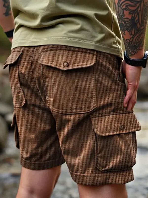 Shorts vintage Multi-bolsillo Cargo para hombre