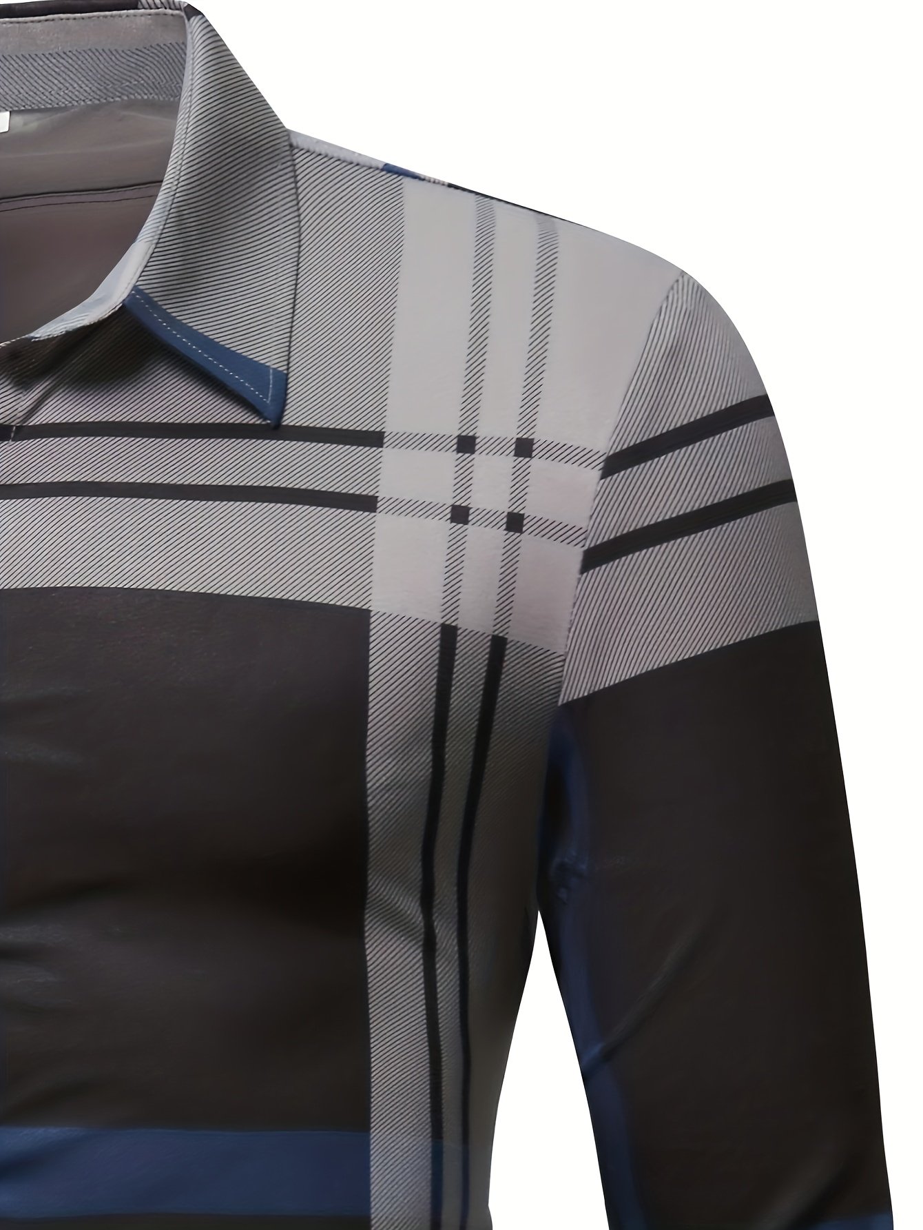 Camisa Street Style ejecutivo a cuadros casual estampado de manga larga para hombre