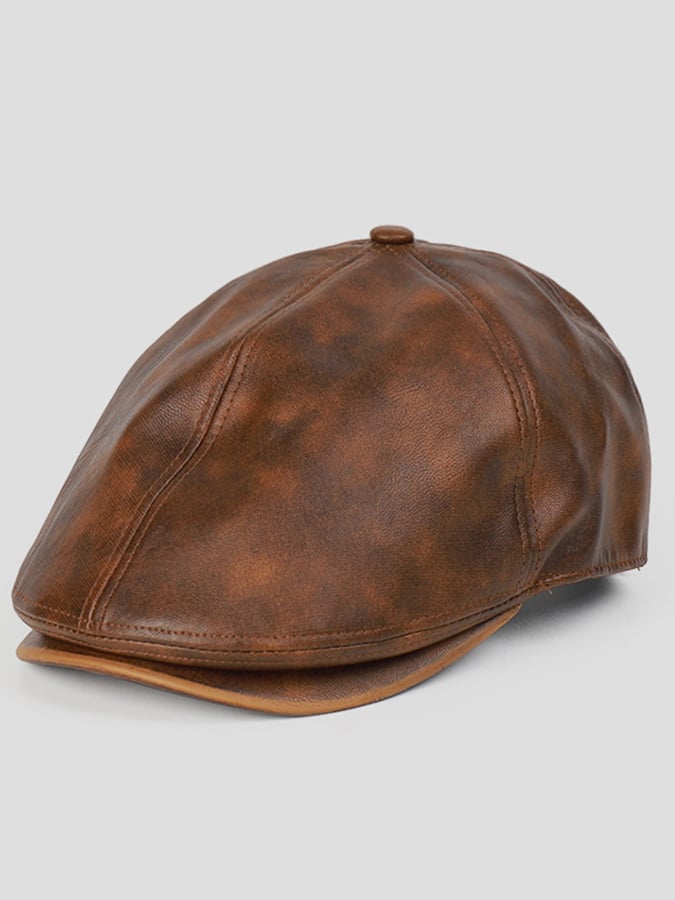 Retro British Pu Duck Tongue Cap para hombre