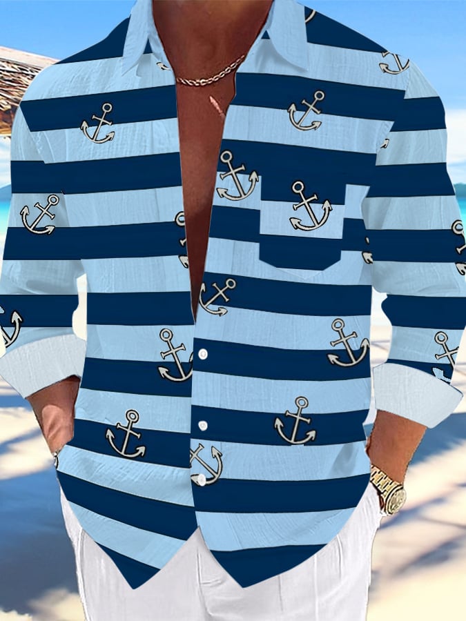 Camisa casual Hawaiian estampado Lapel para hombre