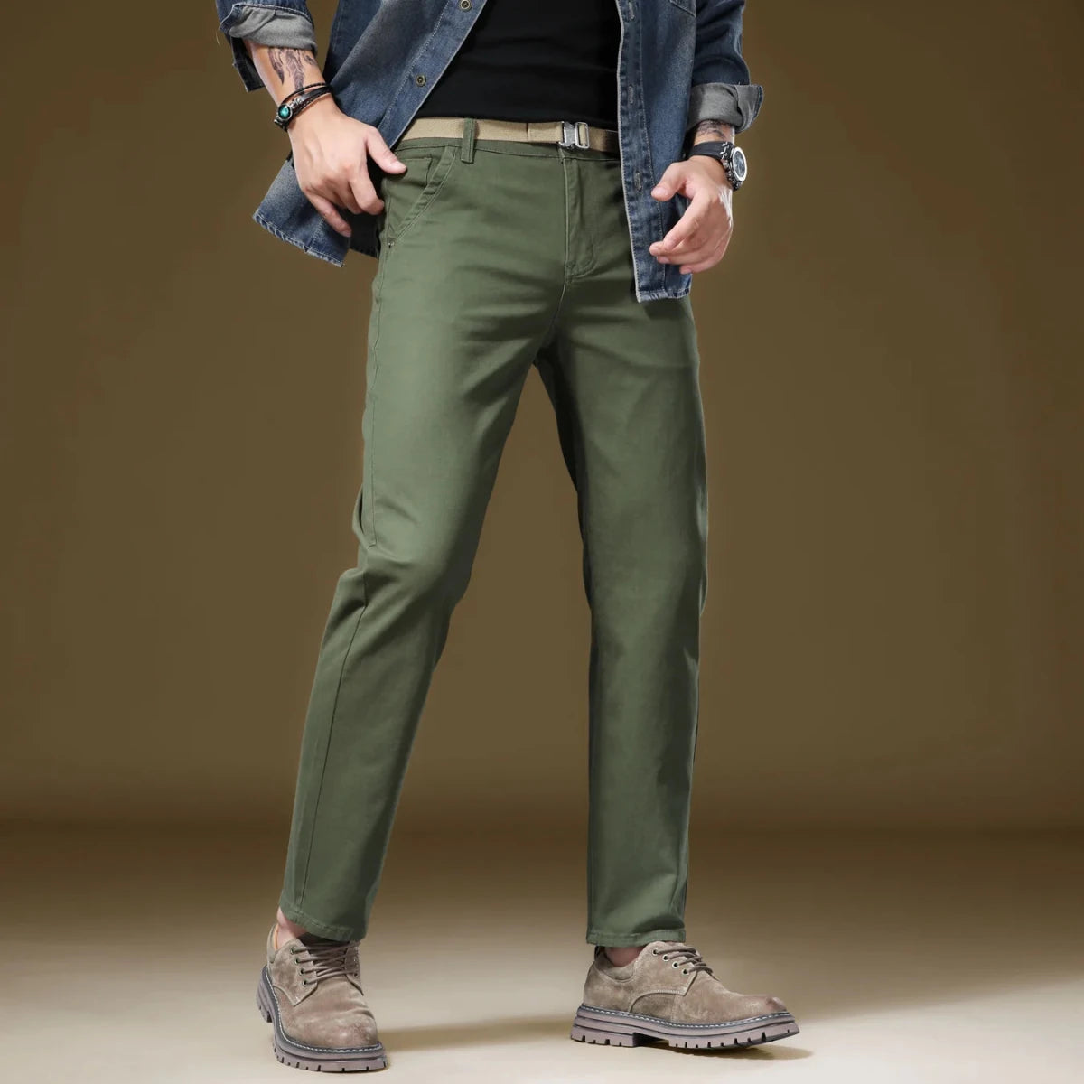 Pantalón de algodón elástico smart-casual