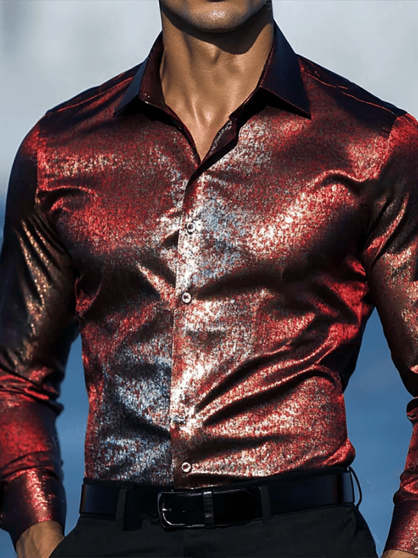 Camisa satén Luxe de manga larga con botones para hombre