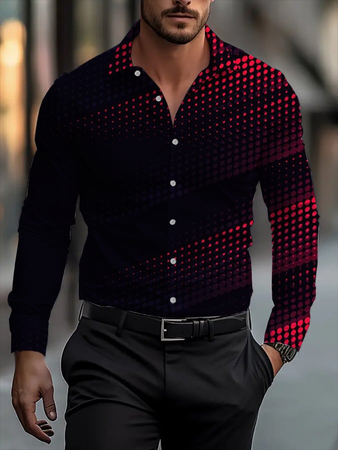Camisa Street Style ejecutivo casual estampado de manga larga para hombre