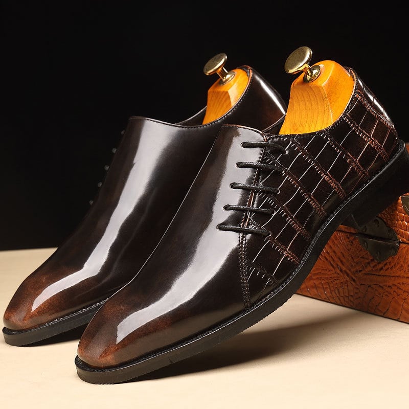 Zapatos ejecutivo casual Pointed Toe Patchpara trabajo Patant Faux cuero para hombre