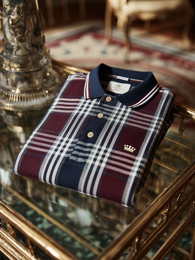 Camisa polo clásico ejecutivo Check Logo Button de manga corta para hombre