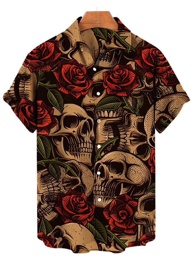 Camisa Woven Skull estampado casual