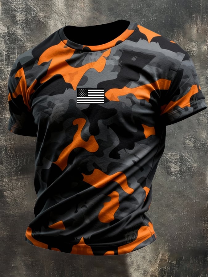 Camiseta retro Patriot Camouflage Patchpara trabajo para hombre