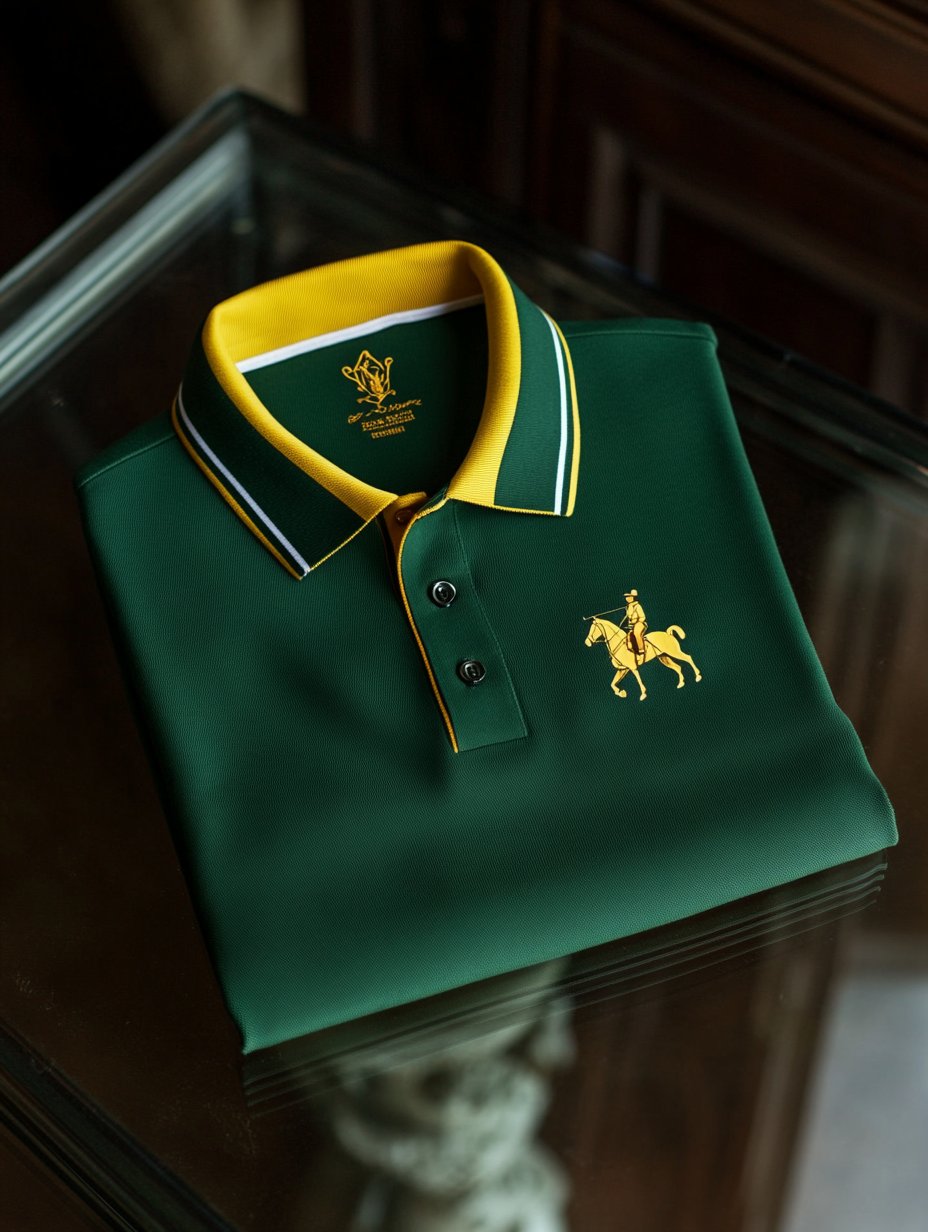 Camisa polo ejecutivo casual Horseback Rider con botones de manga corta para hombre