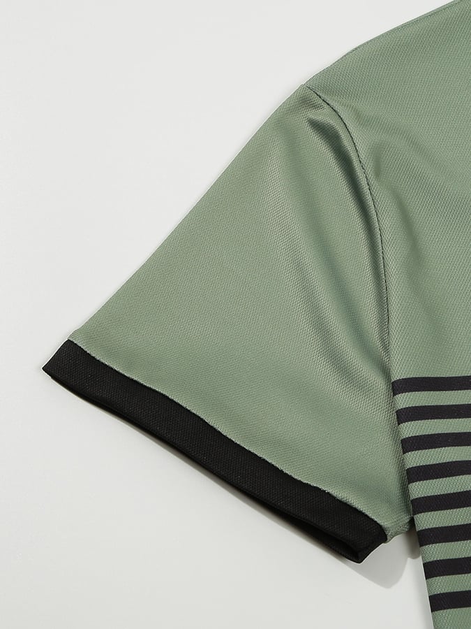 Camisa polo de modaable Contrast Color de manga corta para hombre