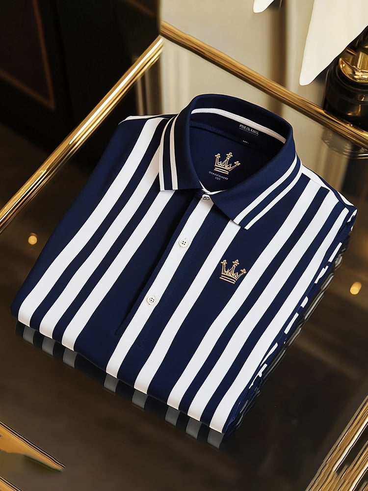 Camisa polo clásico ejecutivo Logo Button de manga corta para hombre