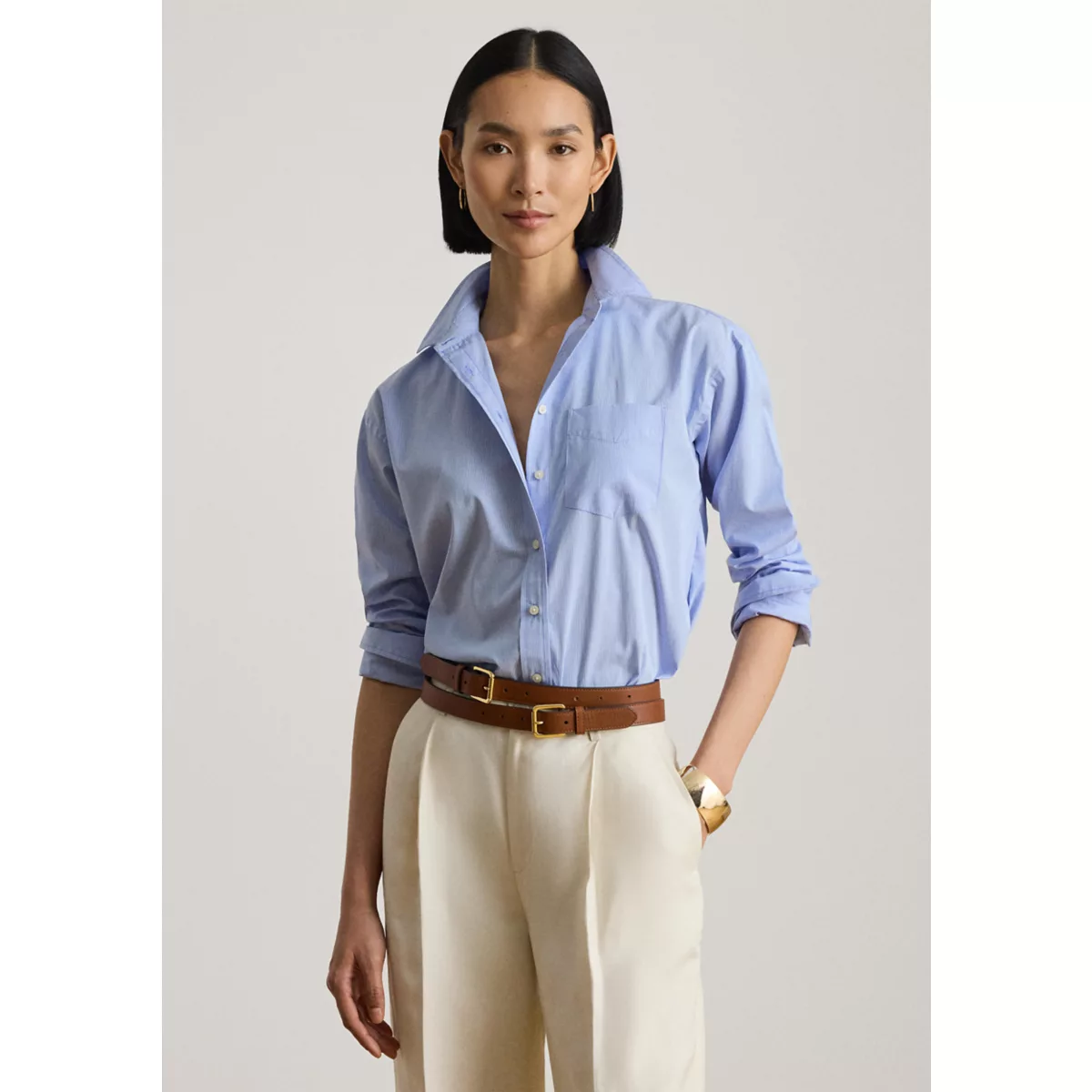 Women's Striped Cotton Broadcloth Shirt - 1