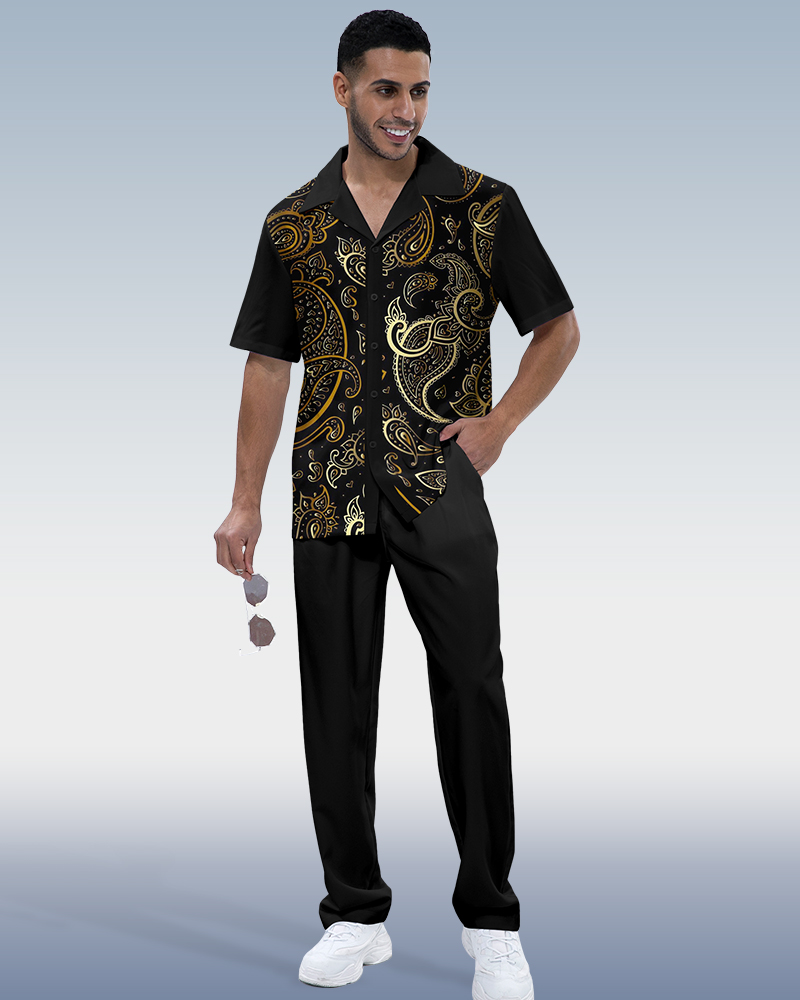 Camisa Rianmond Paisley estampado de manga corta Walking Set 657 para hombre