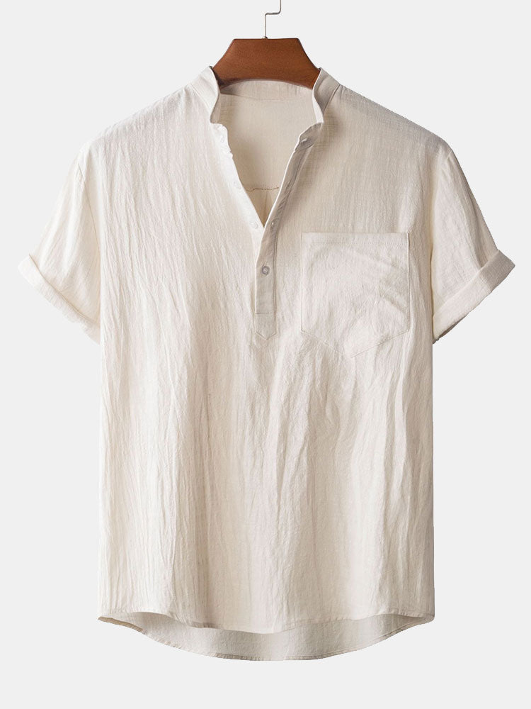 Camisa Henry Collar With Pocket