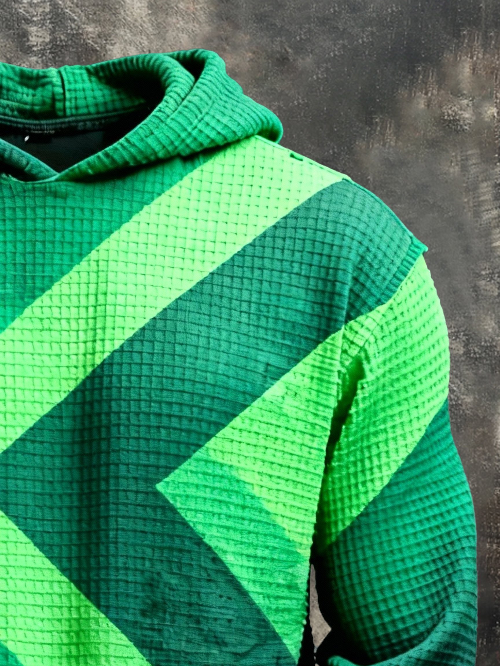 Sudadera vintage Color-Block estampado con cierre con gorrasucha para hombre