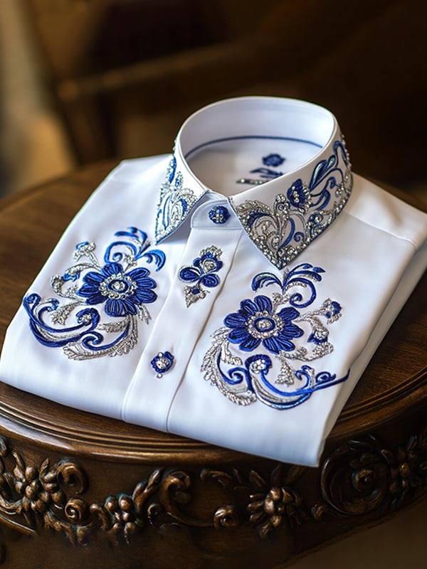 Camisa satén de lujo ejecutivo de manga larga para hombre