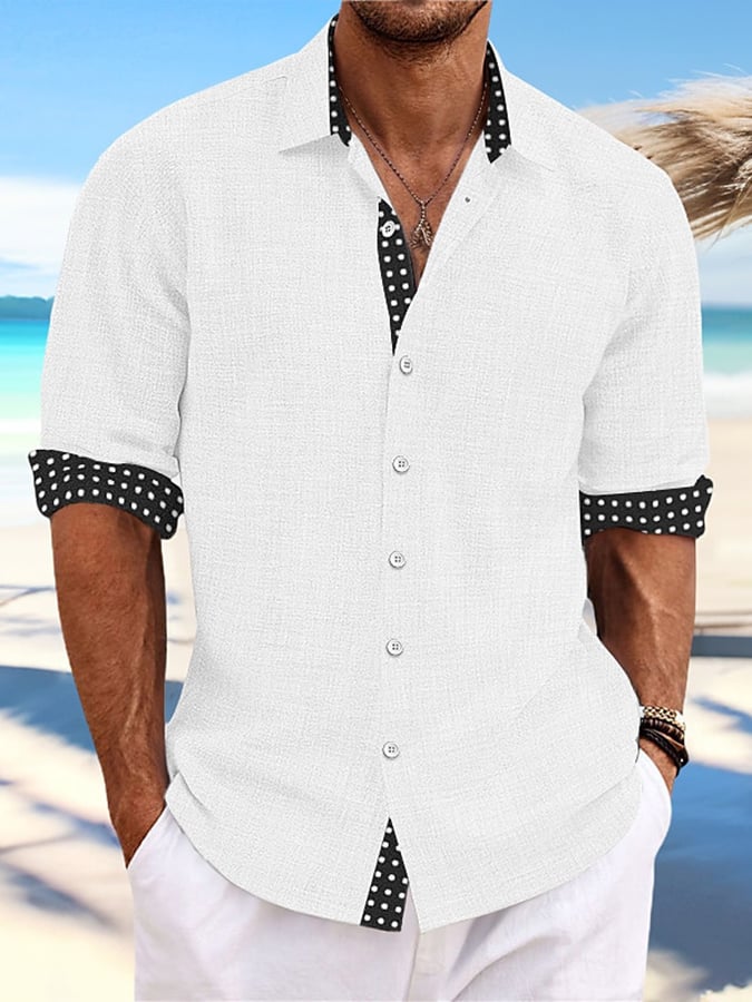 Camisa Polka Dot Patchpara trabajo estampado de modaable Holiday casual para hombre