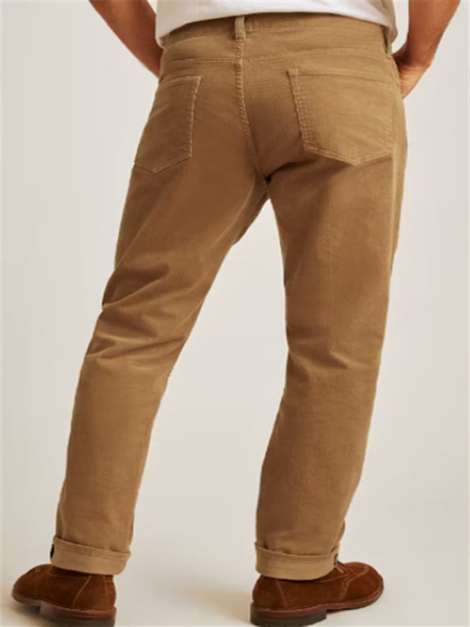 Casual de color sólido pana Straight Trousers para hombre
