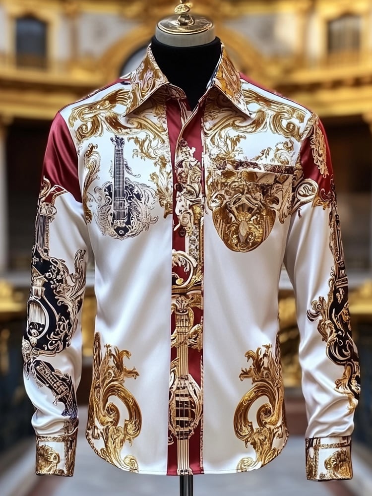 Camisa satén Luxe de manga larga con botones para hombre