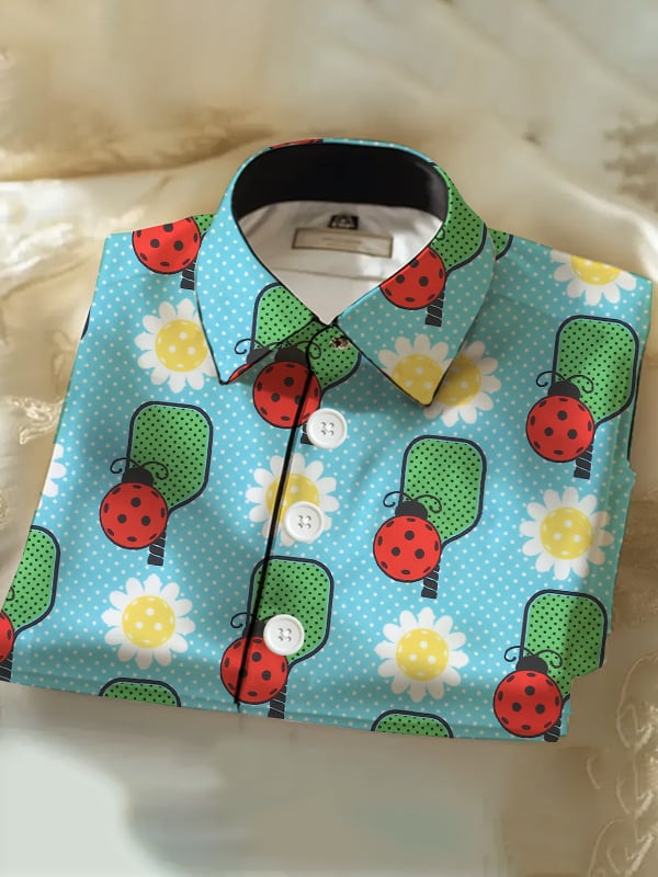 Camisa casual Pickleball estampado de manga corta