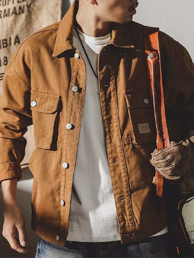 Chaqueta casual retro solapa para hombre