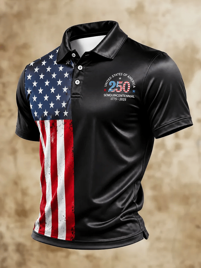 Camisa polo USA 1776-2026 estampado para hombre
