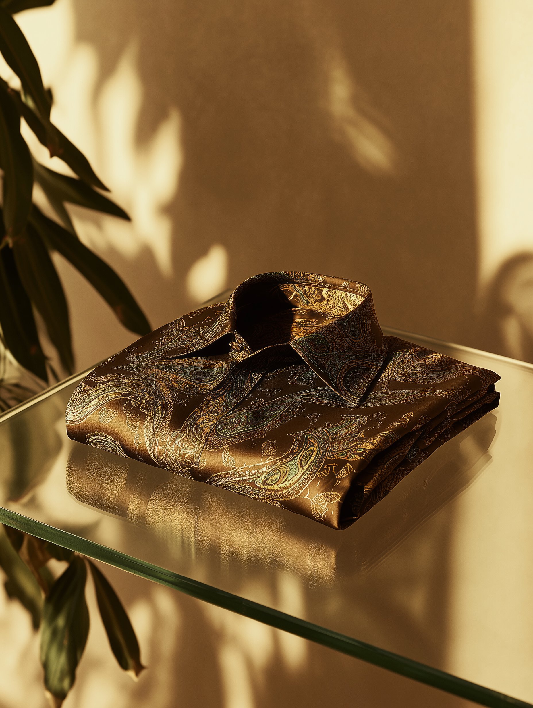 Camisa ejecutivo casual Italy Paisley Old Money solapa de manga corta para hombre