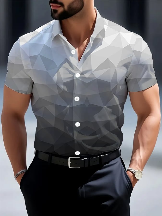 Camisa casual ejecutivo geométrico para hombre