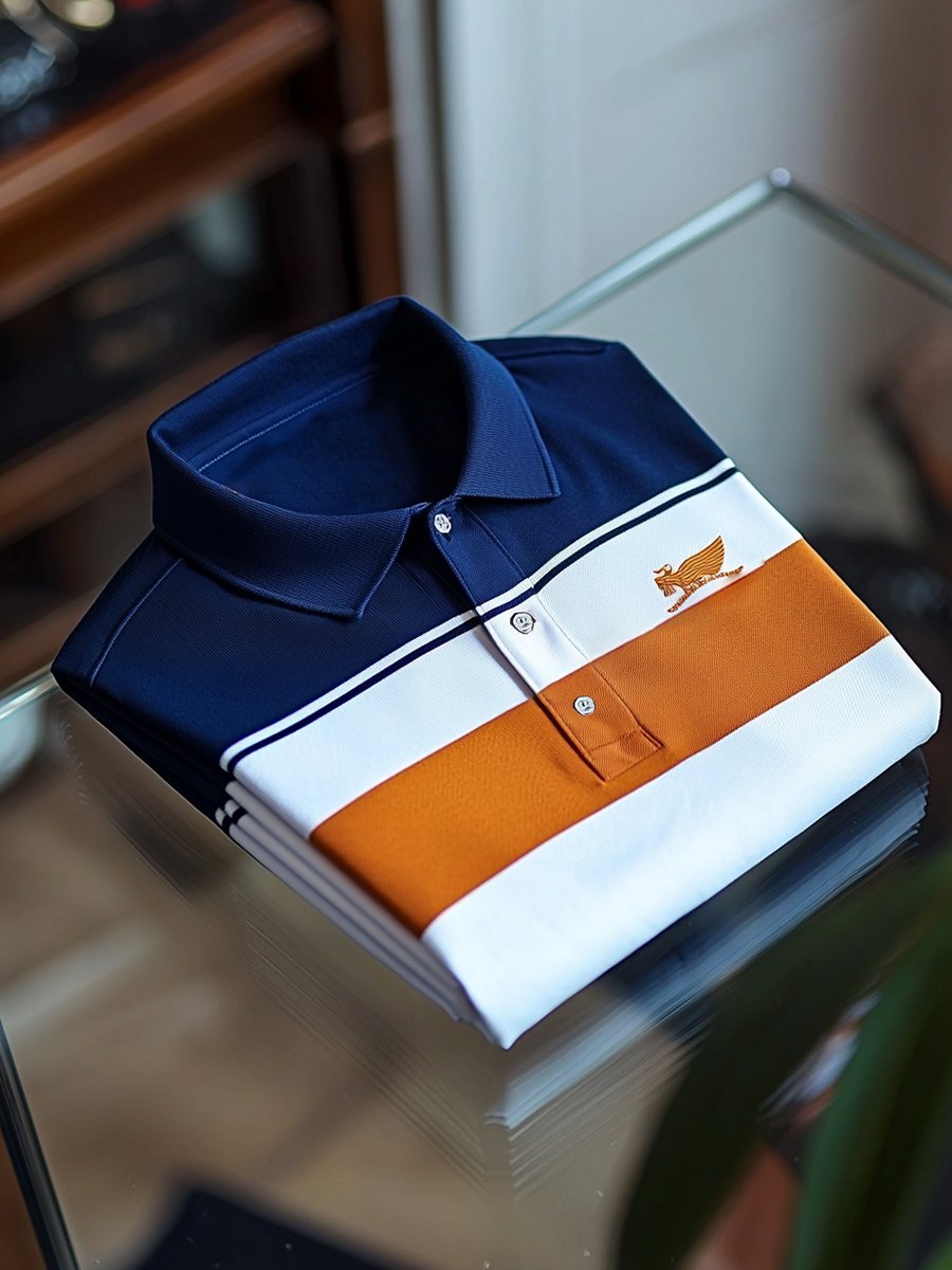 Camisa polo vintage ejecutivo de manga larga para hombre