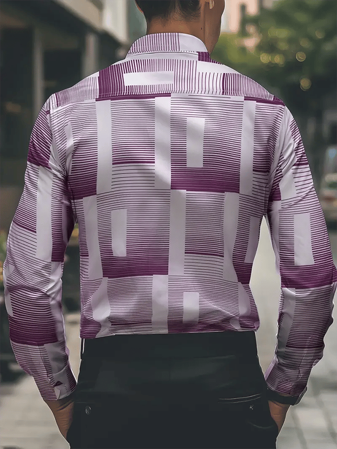 Camisa geométrico Design ejecutivo casual para hombre