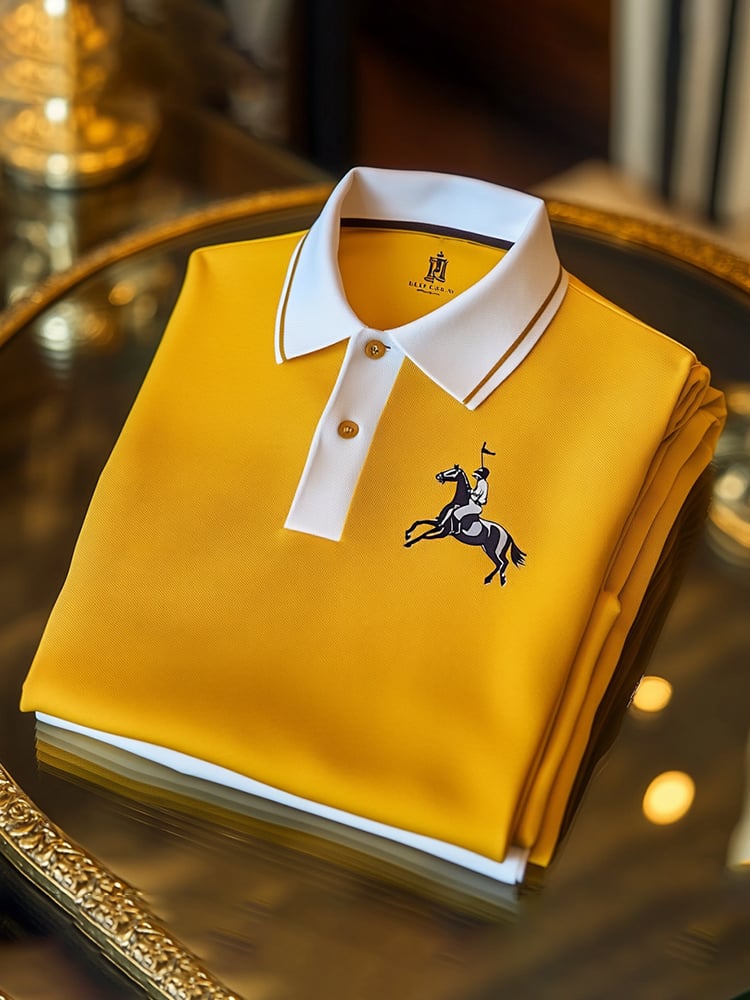Camisa polo clásico ejecutivo Check Logo Button de manga corta para hombre