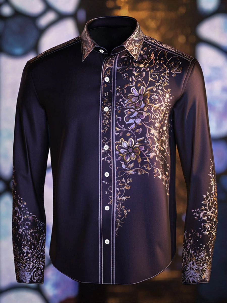 Camisa satén Luxe de manga larga con botones para hombre