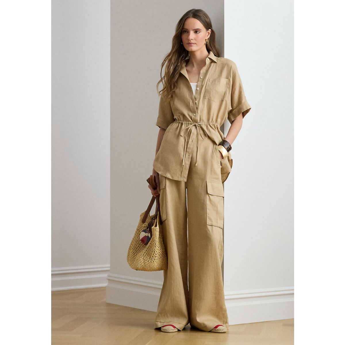 Linen Wide-Leg Cargo Pant - 3