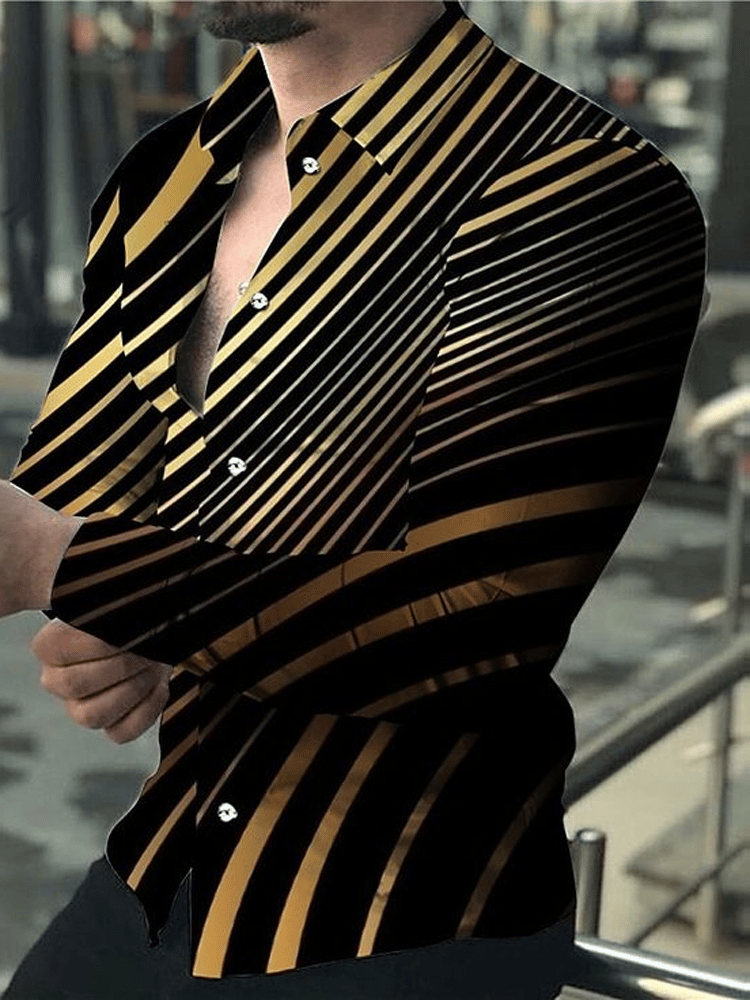 Camisa ejecutivo casual a rayas de manga larga para hombre