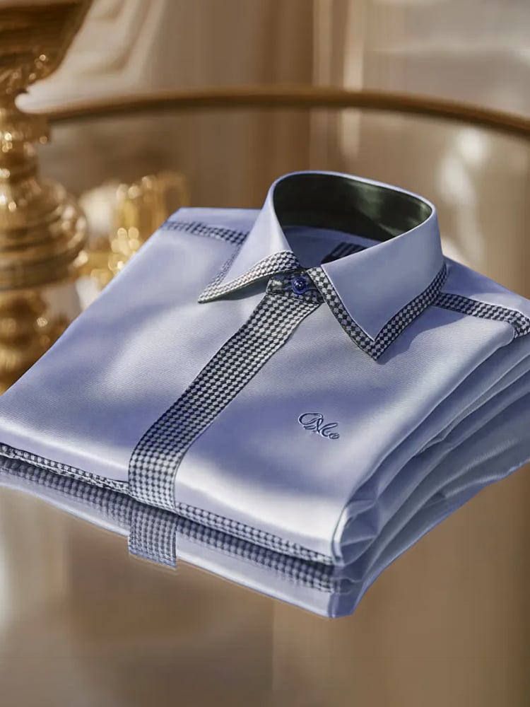 Camisa seda ejecutivo de lujo de manga larga para hombre