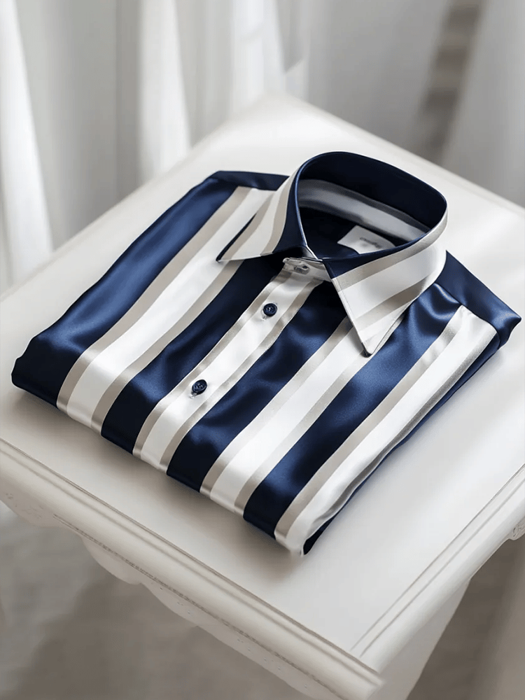 Camisa satén Luxe de manga larga con botones para hombre