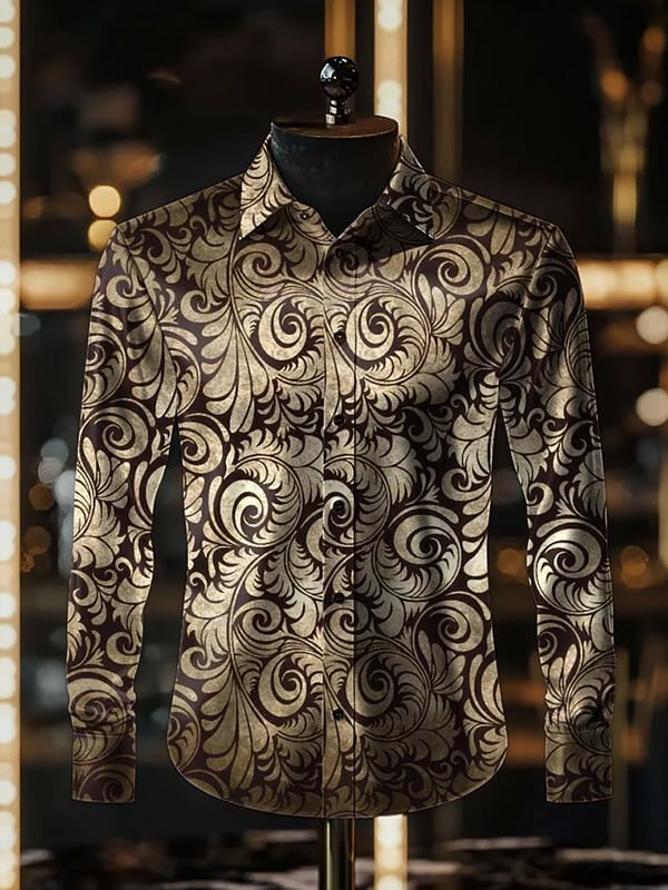 Camisa rayas estampado ejecutivo de manga larga para hombre