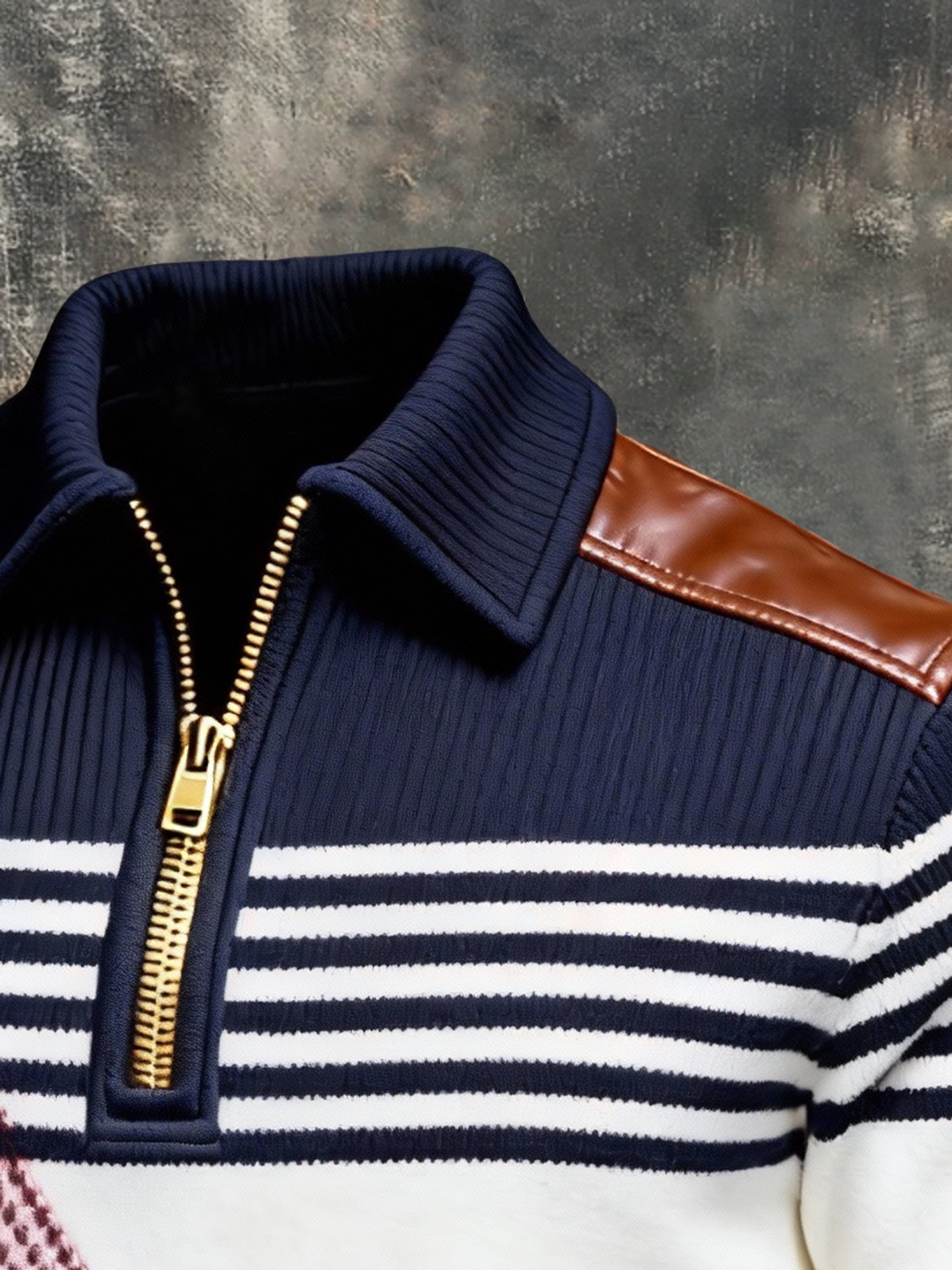Sudadera vintage Color-Block estampado con cierre con gorrasucha para hombre