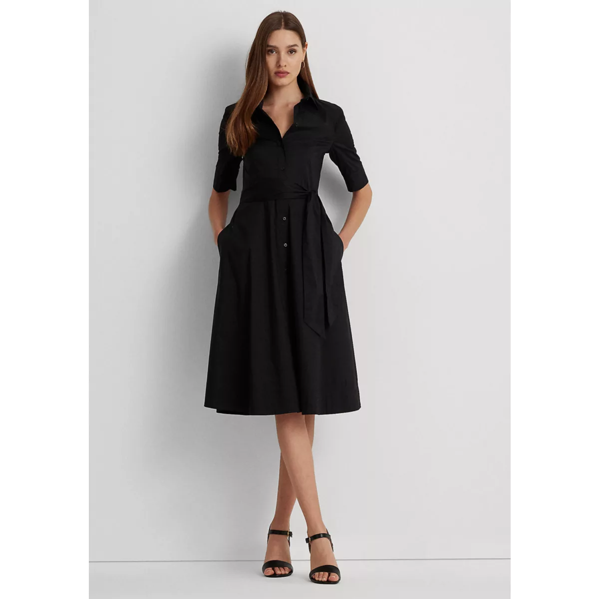 Belted Cotton Blend Shirtdress - 5