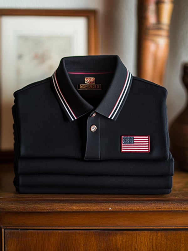 Camisa polo clásico ejecutivo Flag Independence Day de manga corta para hombre