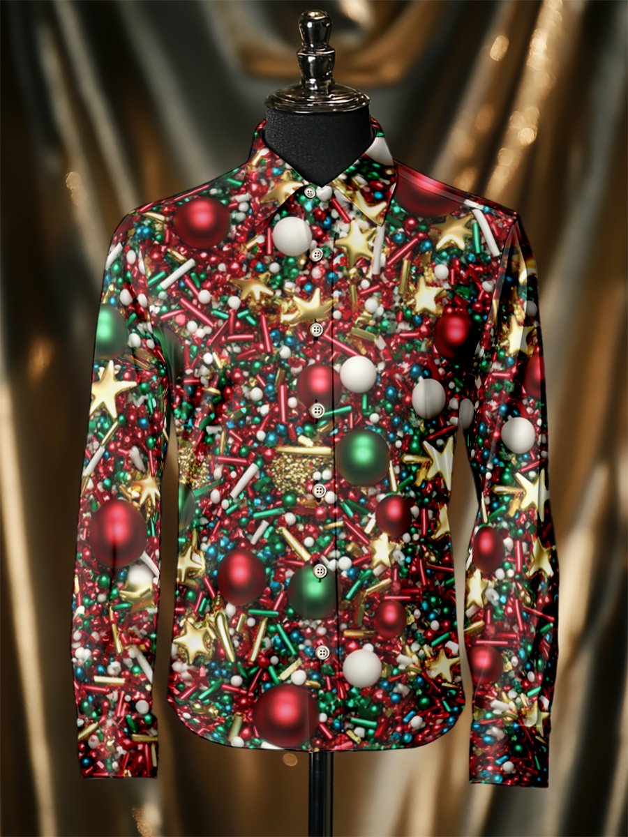 Camisa seda Christmas de lujo ejecutivo de manga larga para hombre