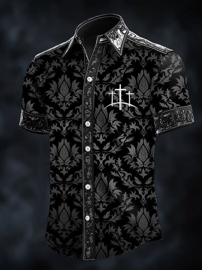 Camisa retro Baroque estampado Dark para hombre