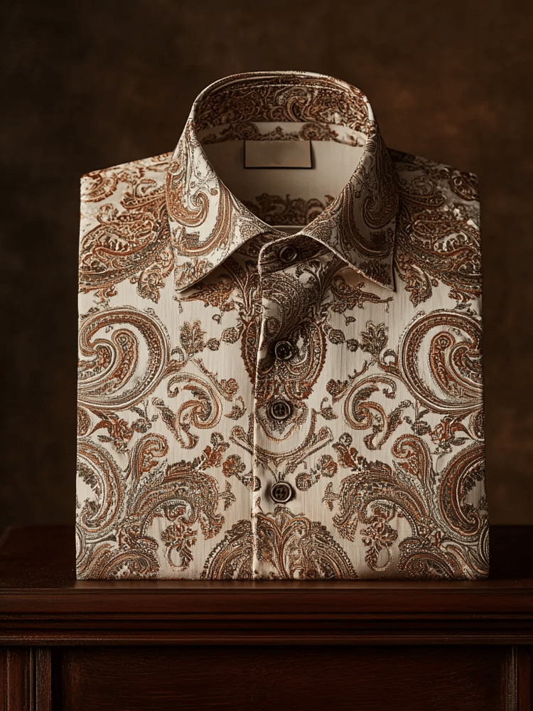 Camisa vintage de lujo Paisley diseño de manga larga