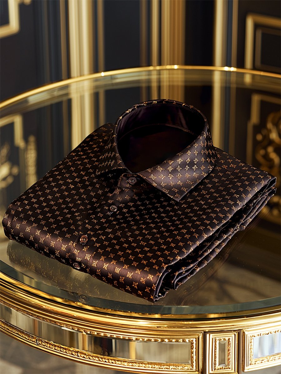 Camisa satén Luxe de manga larga con botones para hombre
