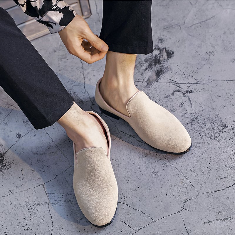 Mocasines gamuza Low-heeled de color sólido Comfortable casual retro Men zapatos