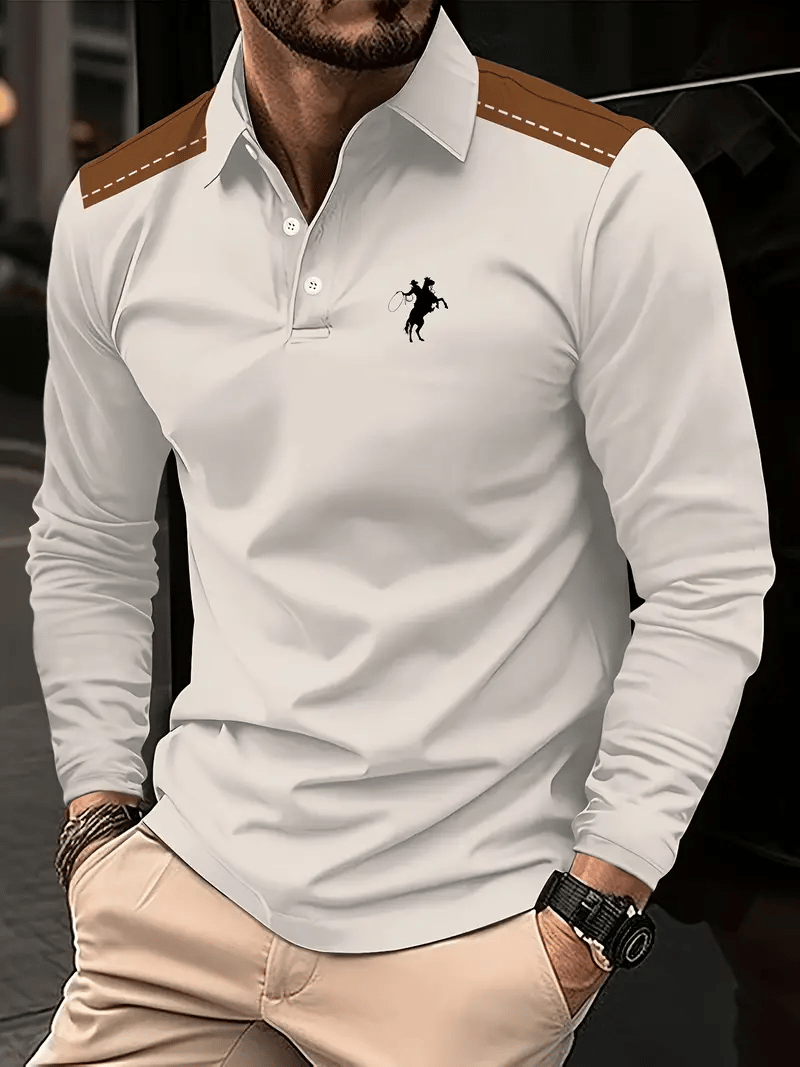 Ejecutivo casual a rayas con botones Polo para hombre