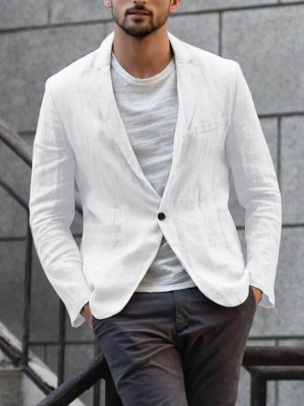 Casual holgado de algodón and de lino suit para hombre