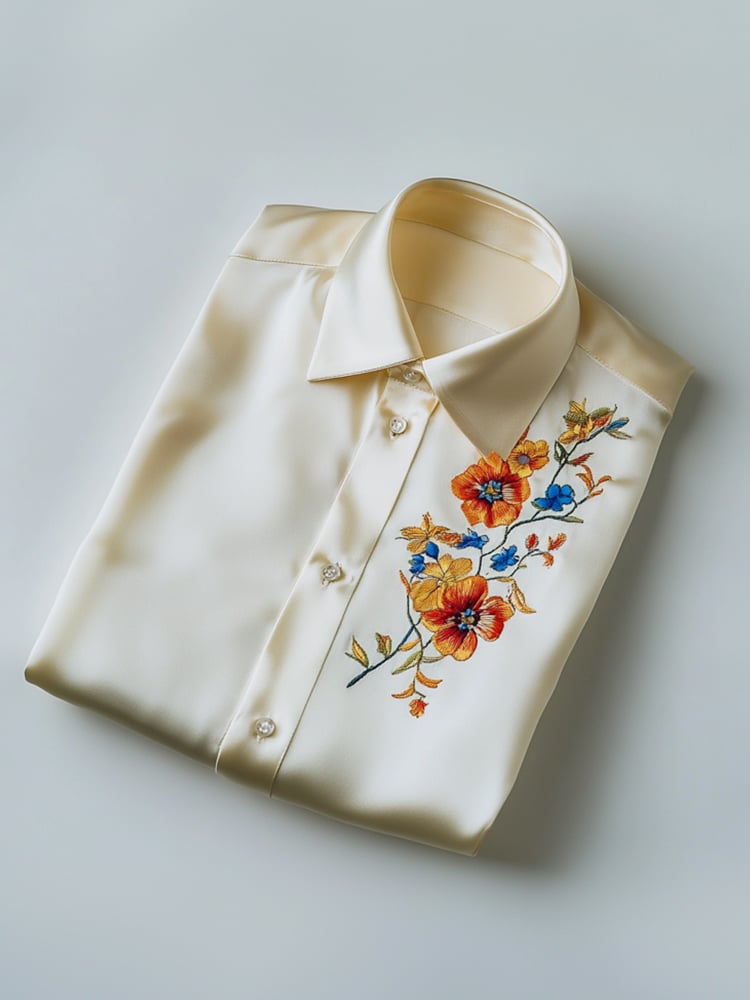 Camisa ejecutivo casual floral solapa de manga corta para hombre